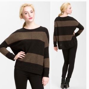 Vince Rugby Striped Boatneck Sweater Wool Yak